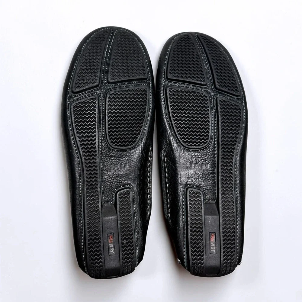 Johnston & Murphy J&M Flex Mens Black Tumbled Leather Driving Loafers Shoes 9.5
